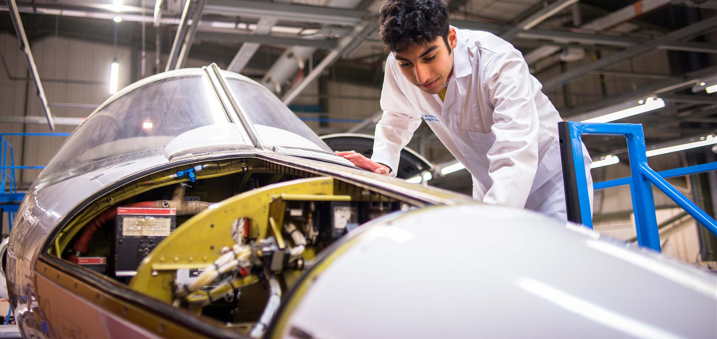 Aviation assembly technology process with airplane parts.