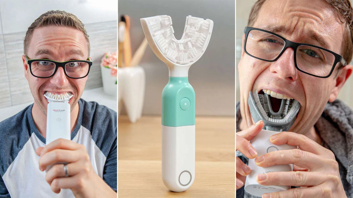 U-shaped electric toothbrush with foam toothpaste